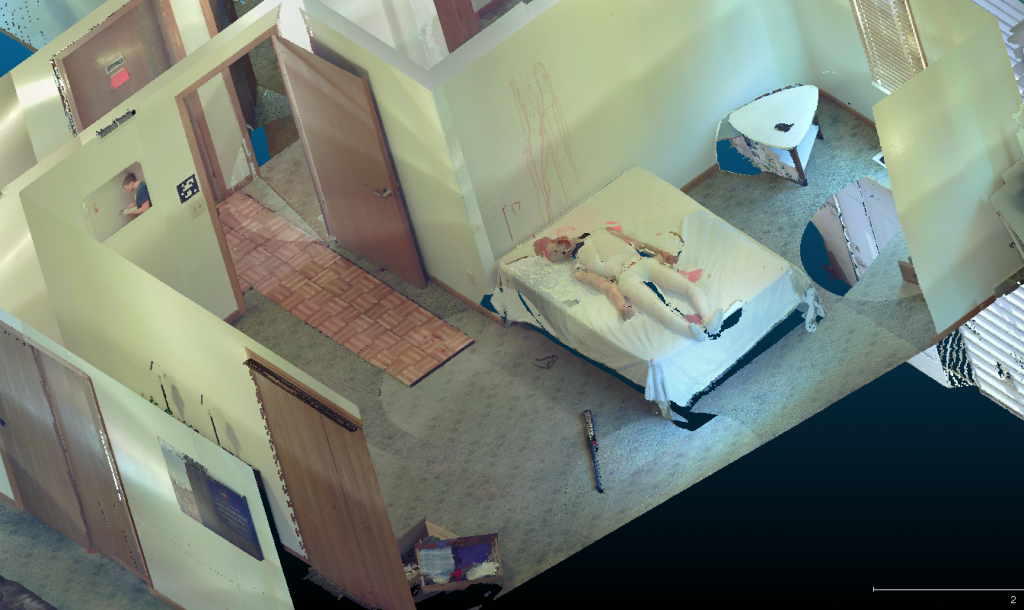 3D view of a mock crime scene homicide