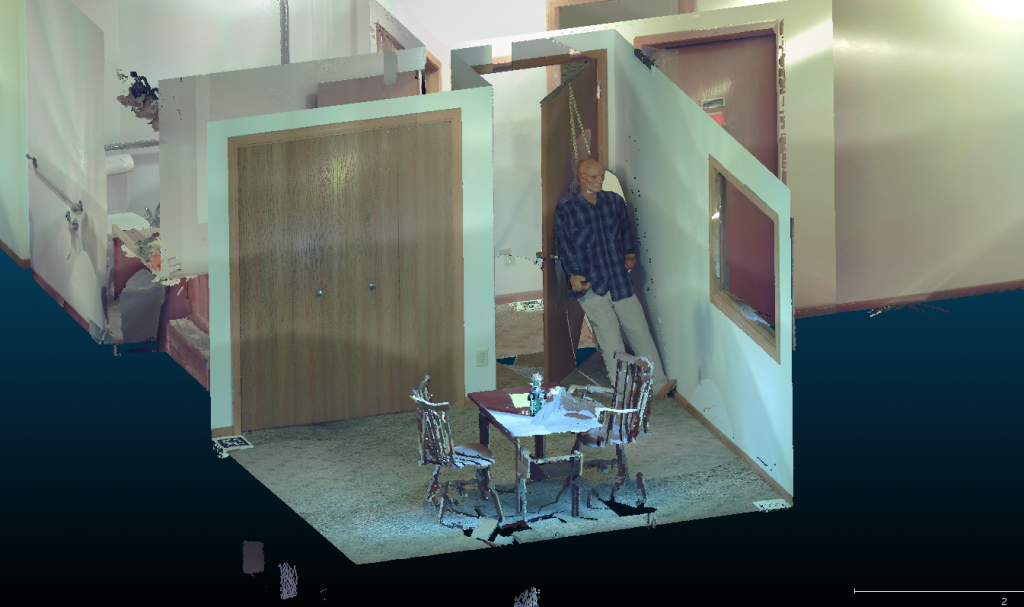 3D view of a mock crime scene suicide