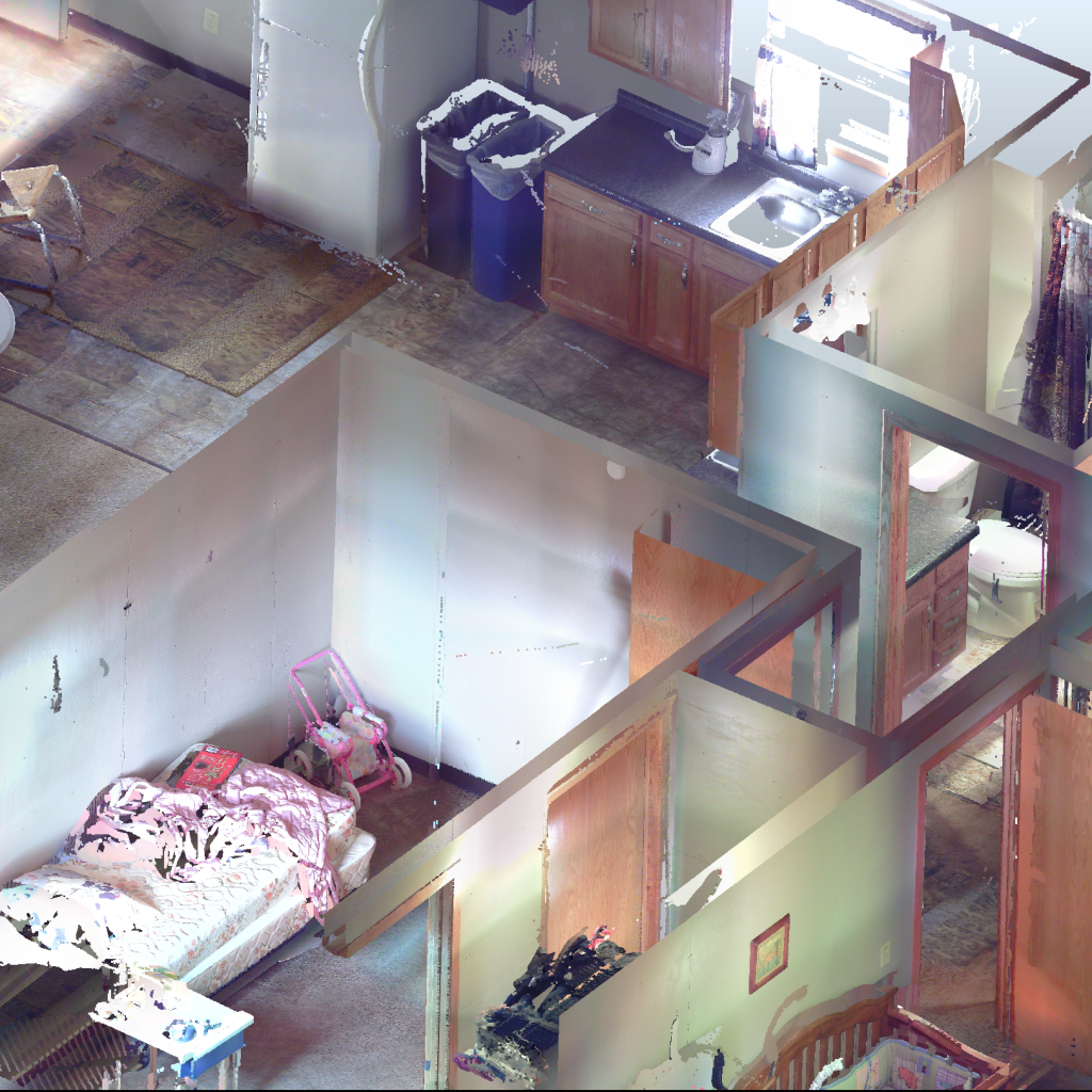 3D view of a mock crime scene house