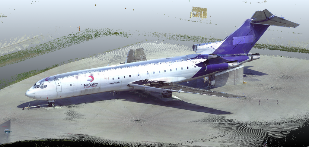 3D view of a mock crime scene plane