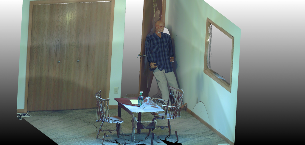 3D view of a mock crime scene suicide